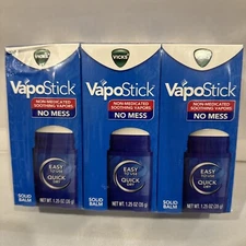3 Pack Of Vicks VapoStick Solid Balm 1.25 oz Vapo Stick