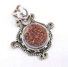 3.8 GM 925 Solid Sterling Silber Natürlich Grobem Duzy Edelstein Anhänger Größe