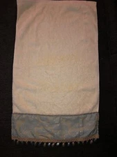 Croscill Tan 2 Hand Towels With Blue Design Gold & Blue Tassels Decorative