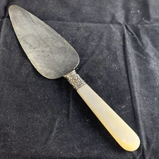 Antique J. Russell & Co Cake Pie Server Sterling Silver Mother of Pearl Handle