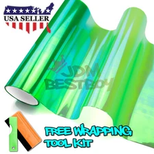 12"X300" Galaxy Neo Chrome Green Headlight Taillight Fog Light Tint Film Vinyl
