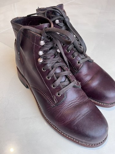 Wolverine 1000 Mile men's leather maroon horween boots leather soles size 6.5UK