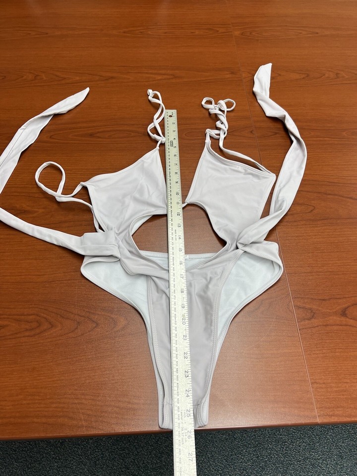 Unbranded Cutout One Piece Swimsuit Cheeky Adjustable White Size Small
