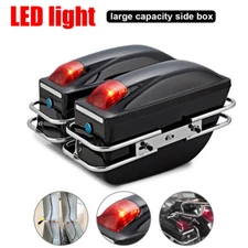 Hard Motorcycle Saddlebags Trunk Side Box w/Lights For Honda YAMAHA Luggage US