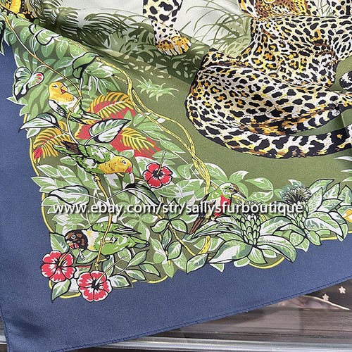 Sallys Boutique Estampado Leopardo 14 Momme Sarga Seda Chal Bandana Bufanda 68cm - Imagen 10 de 19