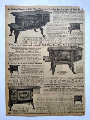 1917 Wehrle Cast Iron Cook Stove Model 70 Sears Catalog Page Vintage Print  Ad | eBay