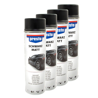 Presto 4x 500ml Felgenspray Schwarz matt Rallye Spray Lackspray 428955 Sprühlack