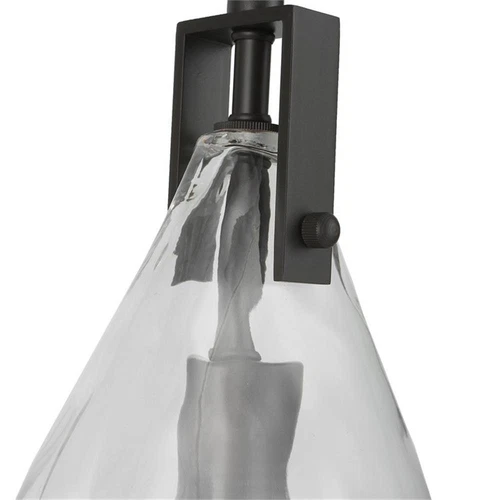 Uttermost Campester 1-Light Metal and Watered Glass Mini Pendant in Black/Clear - Picture 8 of 9