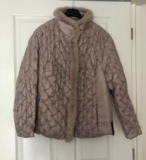 Atelier Beige Quilted Winter Jacket With Faux Fur - Uk 20