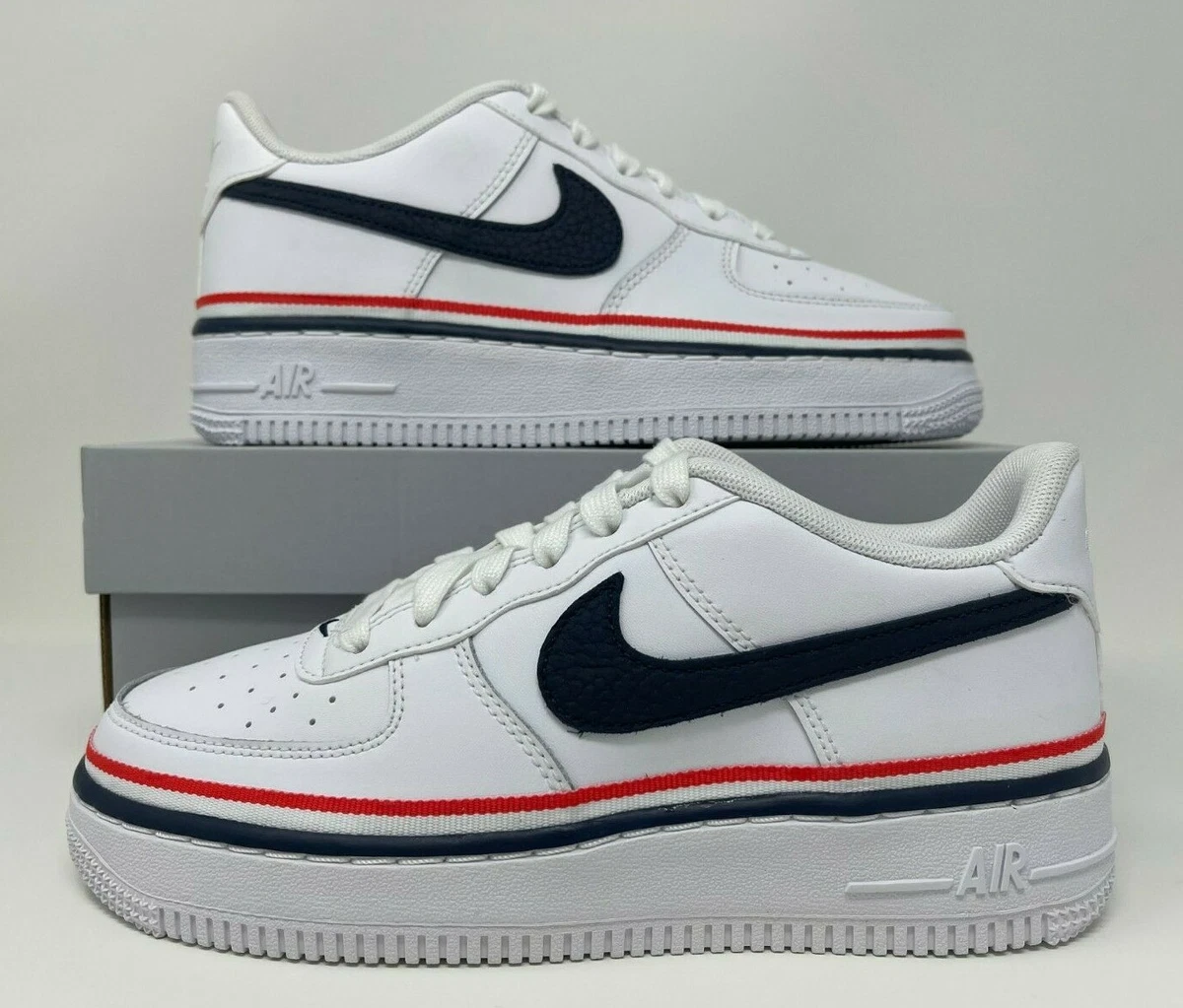 Nike Air Force 1 LV8 1 Low GS White Ribbon Blue Grade School Size