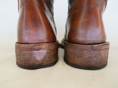 Justin Bent Rail Black Brown Leather Buckaroo Cowboy Western 