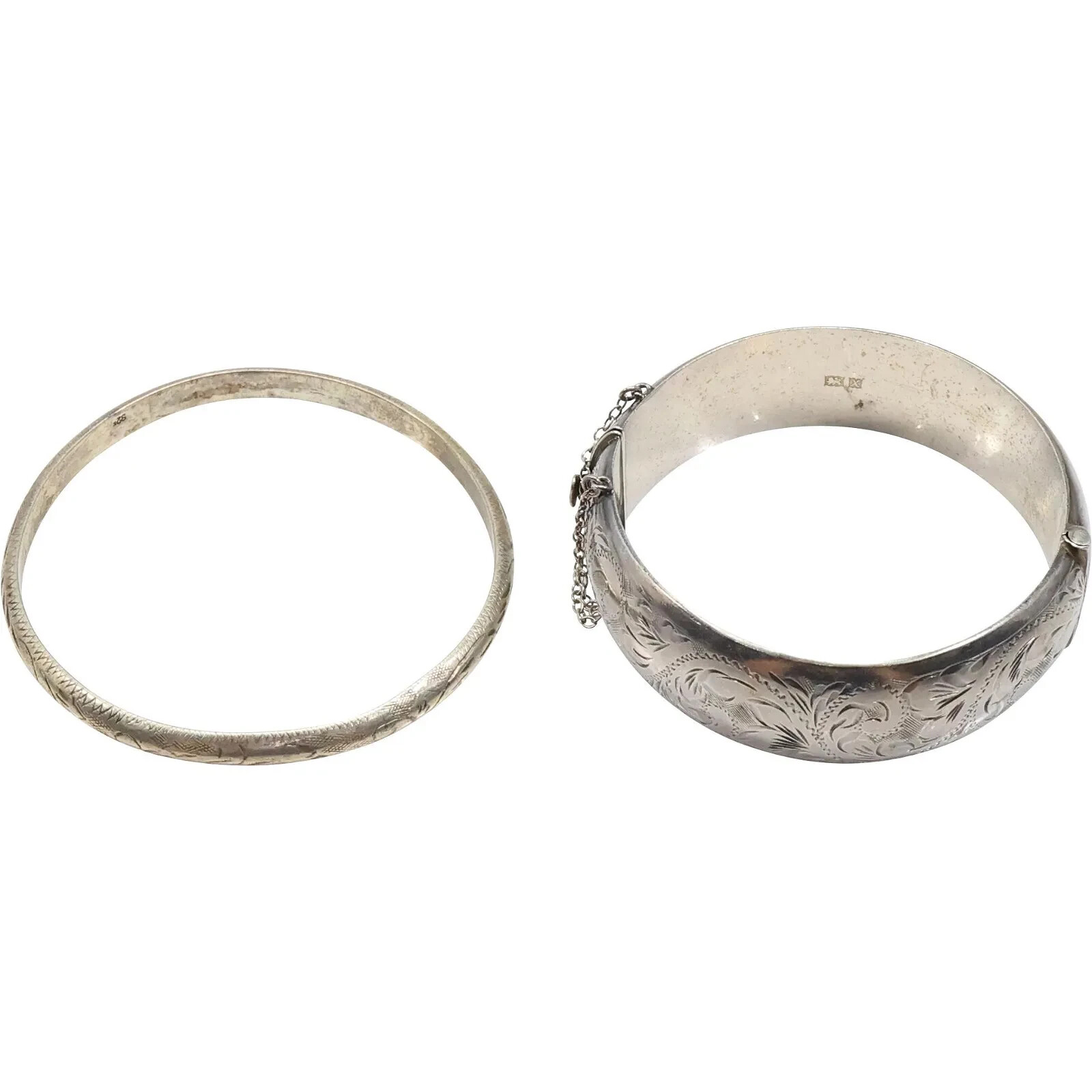 2 Solid .925 Sterling Silver Bangle Bracelets Goo… - image 1