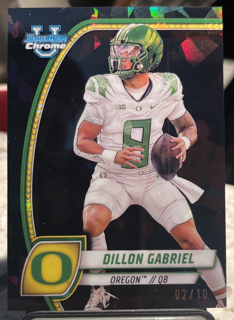Dillon Gabriel 2024 Bowman University Chrome SAPPHIRE BLACK /10 Oregon Ducks #3