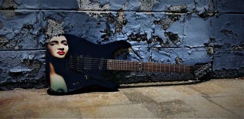 Pamelina Art Guitar from ROSCOE.  Painted by Pamelina 1991 Beautiful Collectible