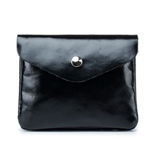 Men Women Mini Coin Change Purse Small Leather Wallet Card Holder Pocket Black