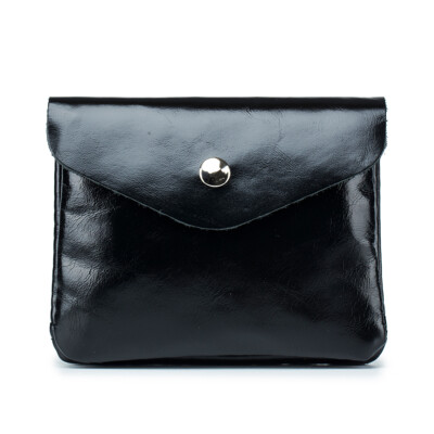 Men Women Mini Coin Change Purse Small Leather Wallet Card Holder Pocket Black