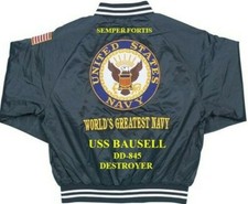 USS BAUSELL DD-845 DESTROYER NAVY EMBROIDERED SATIN JACKET BACK ONLY 