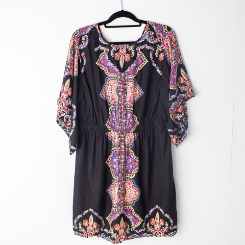 NWT Lola P Women's Black Pattern V Neck Tunic 2 XL