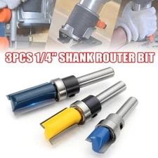 3Pcs 1/4"  Shank Flush Trim Router Bits Top Bear Router Bit Woodworking Tool