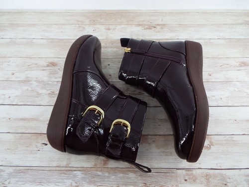 Double Buckle Crinkle Patent Boots 