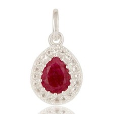 Teardrop Shape Sterling Silver Pendant With Ruby Gemstone For Special Occasions