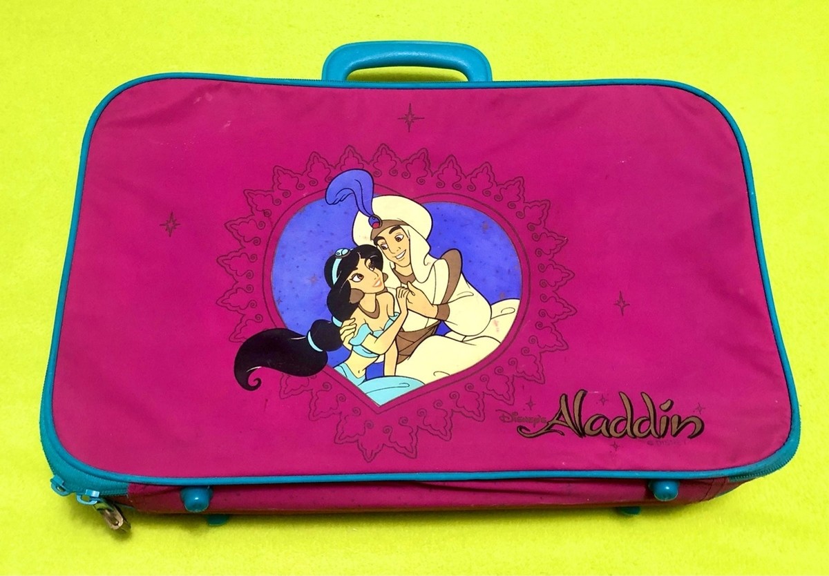 Disney Aladdin & Jasmine Vintage Pink Luggage Suitcase Carry Bag