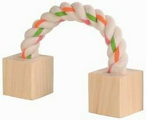 Spielzeug Seil Mit WüRfel Holz FüR Nager 16Cm (Flamingo)-image