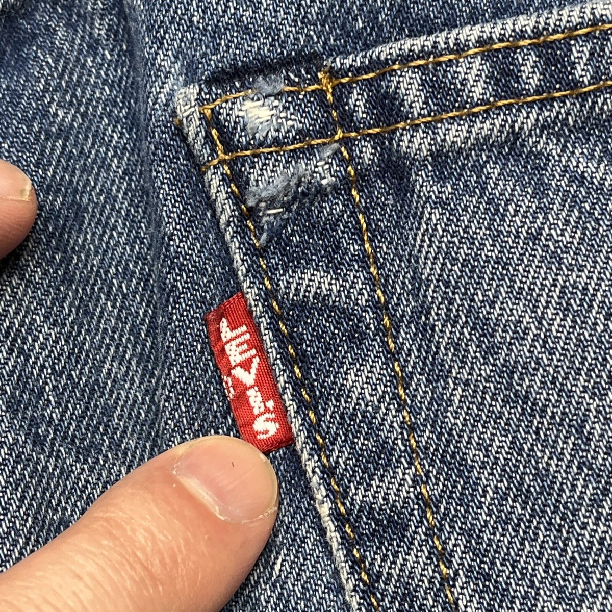 Levis 501xx Big E Selvedge Modern Distressed Blue Jeans Mens Size
