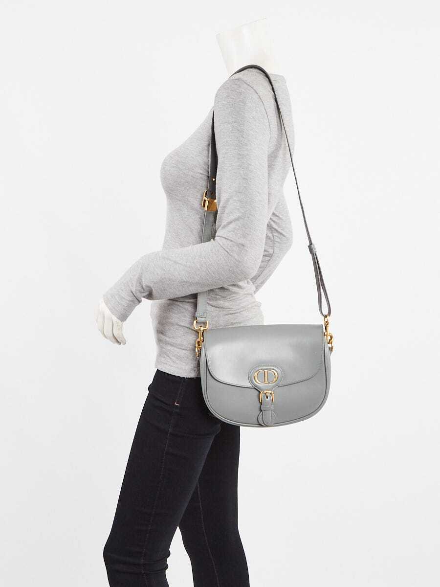 Christian Dior Grey Smooth Calfskin Leather Medium Bobby