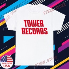 Tower Records Vintage Men's White Yellow Size S-5XL