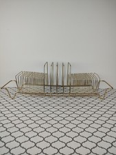 Vtg. MCM 45/33 RPM Record Holder 40 Slot Rack Stand Gold Tone Metal Vinyl