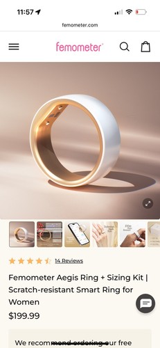 Femometer Smart Ring Fertility / Ovulation Monitor Tracking Device w App -SIZE 6