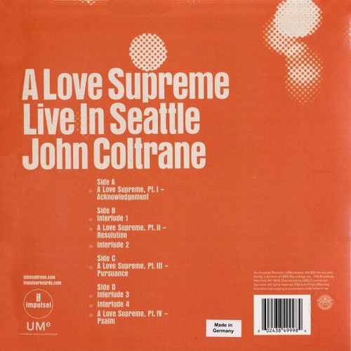 John Coltrane A Love Supreme: Live In Seattle-Double LP Import - NEW & SEALED - Picture 2 of 4