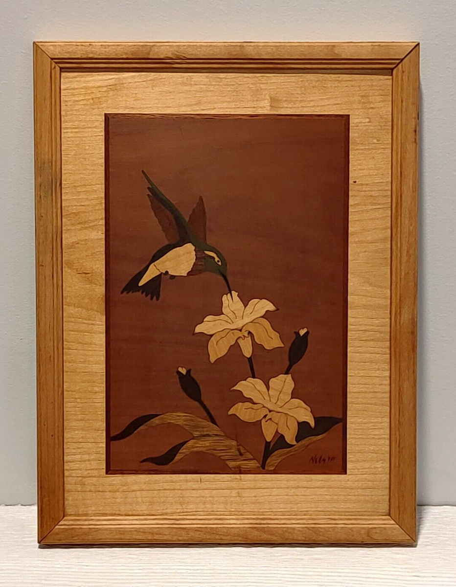 HUDSON RIVER INLAY PICTURE - HUMMINGBIRD - WOOD MARQUETRY by