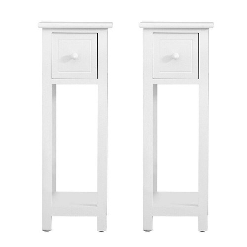 Single or Set of White Bedside Side End Table with Drawer and Shelf - Picture 4 of 15