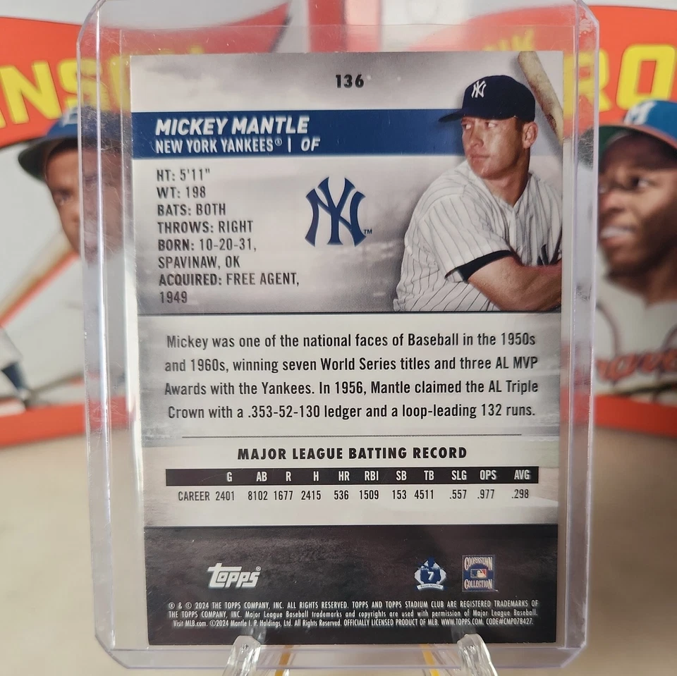 MICKEY MANTLE - Sepia SP - 2024 Topps Stadium Club - Image 2 of 2