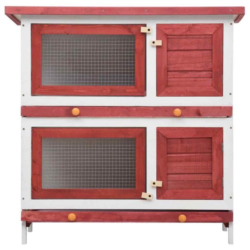NNEVL Outdoor Rabbit Hutch 4 Doors Red Wood - Picture 3 of 7