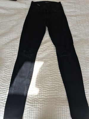 J Brand Black Skinny Jeans With Ripped Knees Size 25 UK
