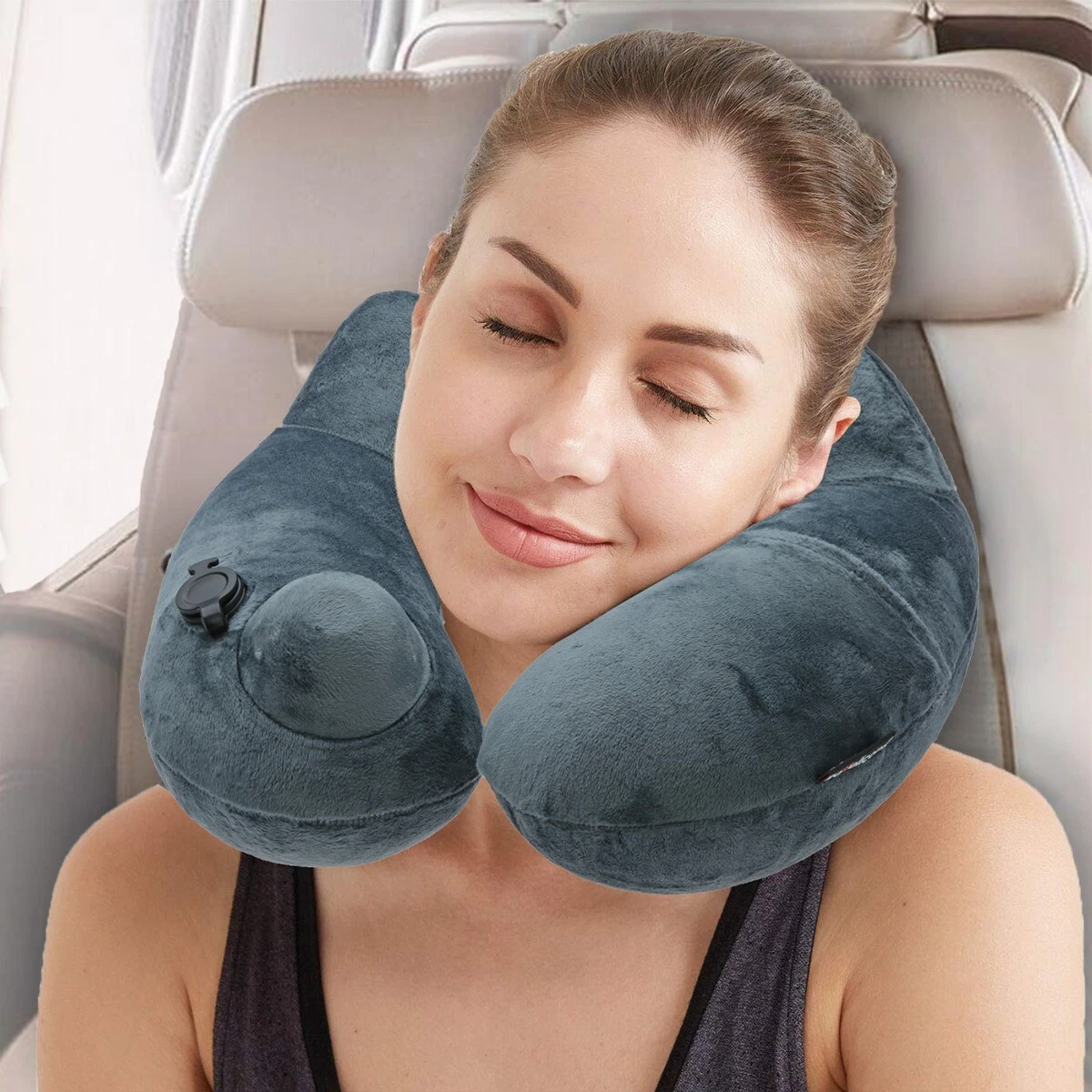 Travel Pillow Foldable Inflatable U-shaped Neck Support Car Airplane Air  Cushion