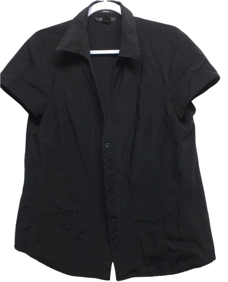 Styly Co Black Stretch Spandex Short Sleeve Collared Shirt