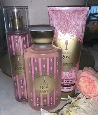 3 PCS SET BATH & BODY WORKS *BUBBLY ROSÉ* MIST SPRAY BODY CREAM & SHOWER GEL NEW