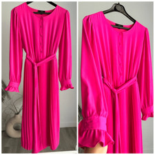 J Crew Hot Pink Pleated Midi Dress 4
