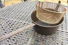 WM Hodges "The Handy Fryer", 12" Steel Fryer w/basket, Pat'd 1896 - Restored