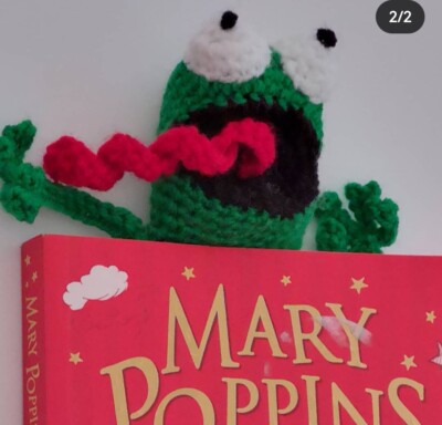 Crochet Handmade Squished Frog Bookmark Teacher Gift Bookmark Gift 