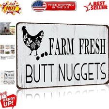 Quality Chicken Butt Nuggets Humor Sign - 12x8 Inch Tin Decoration