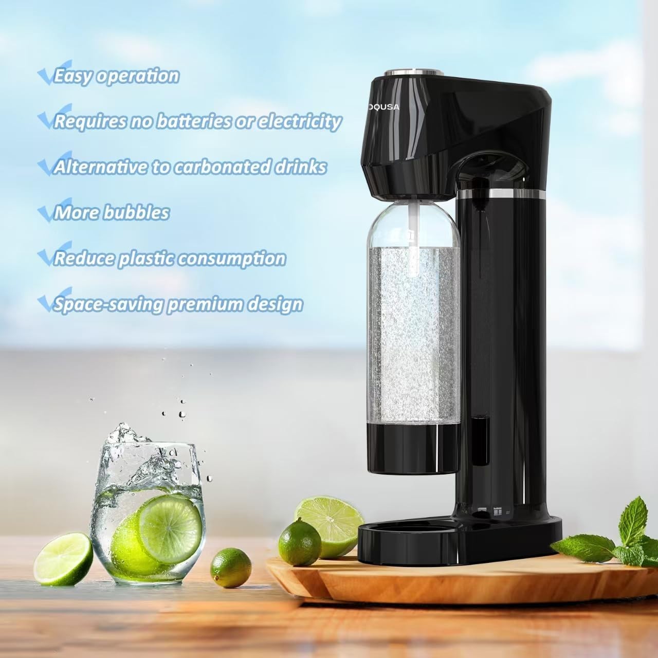 Compact Manual Carbonated Drink Maker: Healthy Home Soda Fountain with 1L Bottle