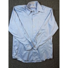 Geoffrey Beene Mens Light Blue Herringbone Dress Shirt 16 34/35 L Wrinkle Free