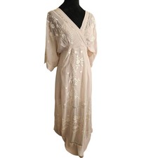 Asos Maxi Creme Embroidered Dress Size 4