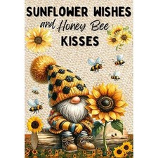 Gnome Diamond Painting Kits for Adults, Gnome Sunflower Bee Diamond Art Kits fo