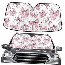 Cute Bows Pink Windshield Sun Shade for Car Auto SUV Truck 55 x 27.6in A017